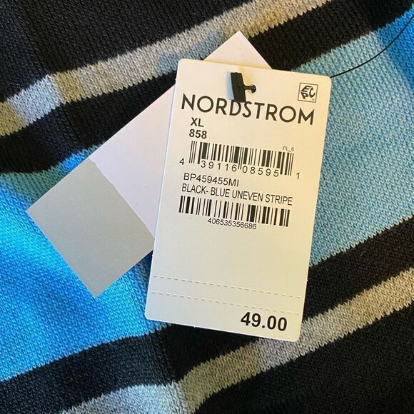 BP. Womens Black Blue Acrylic Mock Neck Quarter Zip Stripe Sweater Size XL NWT - Picture 6 of 7